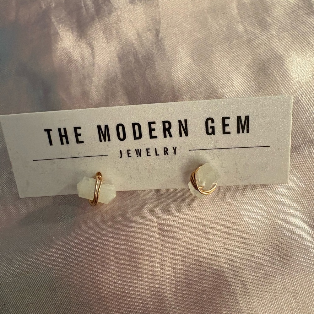 Clear quartz crystal stud earrings.